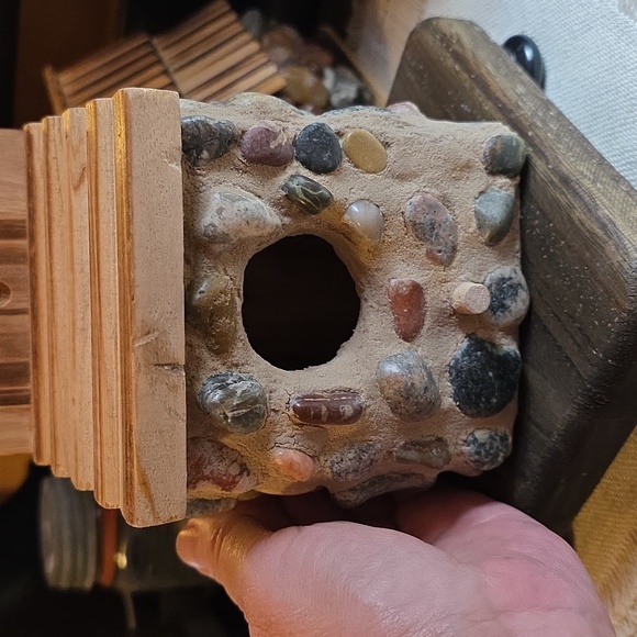 Rustic Stone and Wood Handmade Birdhouse - Picture 6 of 8